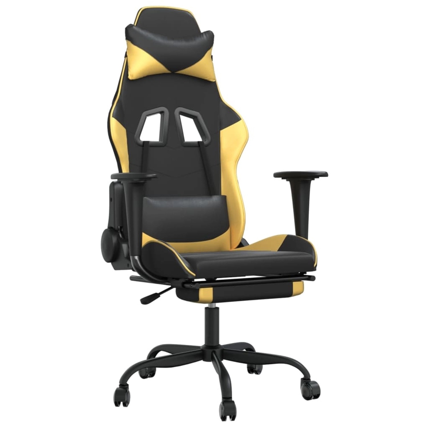 vidaXL Gaming-Stuhl mit Fußstütze Schwarz und Golden Kunstleder Modell 6 vidaXL Gaming-Stuhl mit Fußstütze Schwarz und Golden Kunstleder Modell 6 von VIDAXL