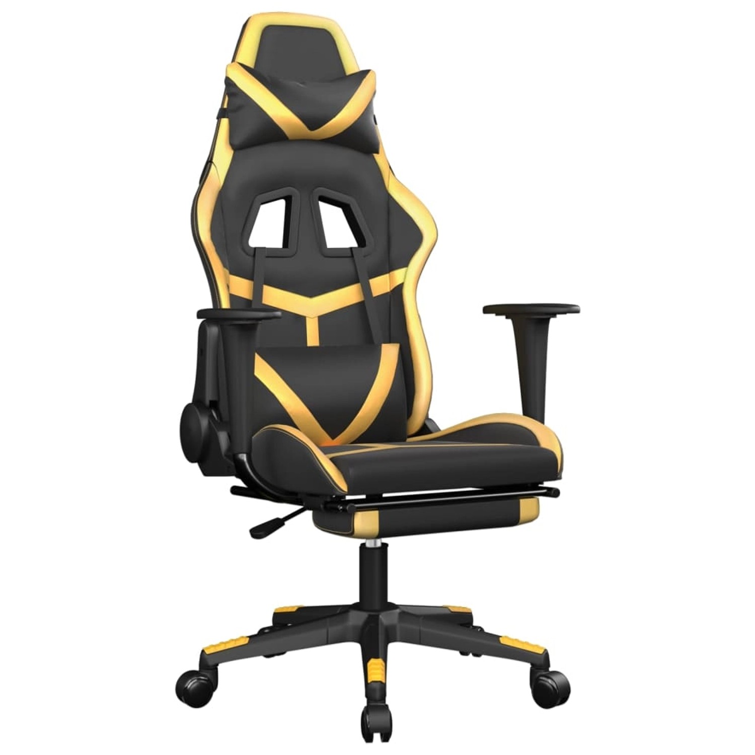 vidaXL Gaming-Stuhl mit Fußstütze Schwarz und Golden Kunstleder Modell 7 vidaXL Gaming-Stuhl mit Fußstütze Schwarz und Golden Kunstleder Modell 7 von VIDAXL