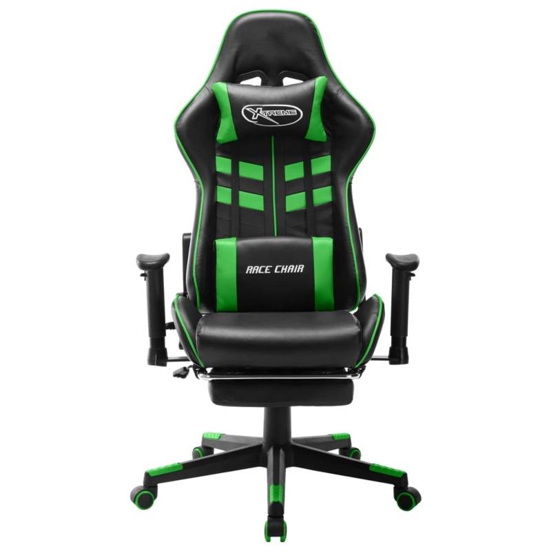 vidaXL Gaming-Stuhl mit Fußstütze Schwarz und Grün Kunstleder Modell 1 von VIDAXL