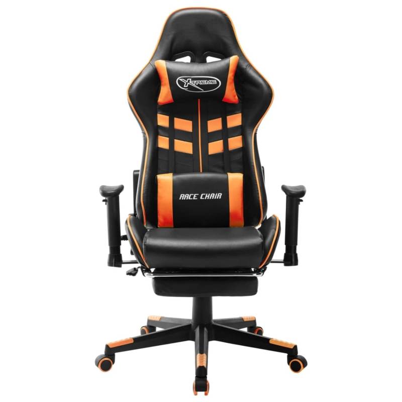 vidaXL Gaming-Stuhl mit Fußstütze Schwarz und Orange Kunstleder Modell 1 von VIDAXL
