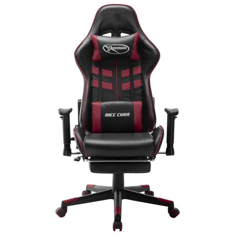 vidaXL Gaming-Stuhl mit Fußstütze Schwarz und Weinrot Kunstleder Modell 1 von VIDAXL