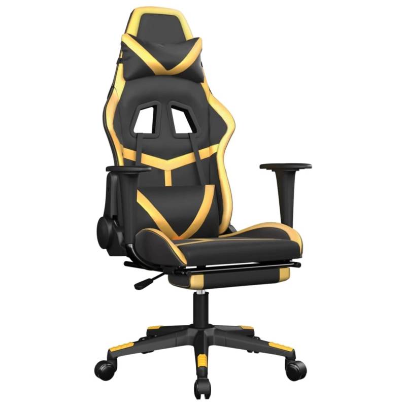 vidaXL Gaming-Stuhl mit Massage & Fußstütze Schwarz Golden Kunstleder Modell 2 von VIDAXL
