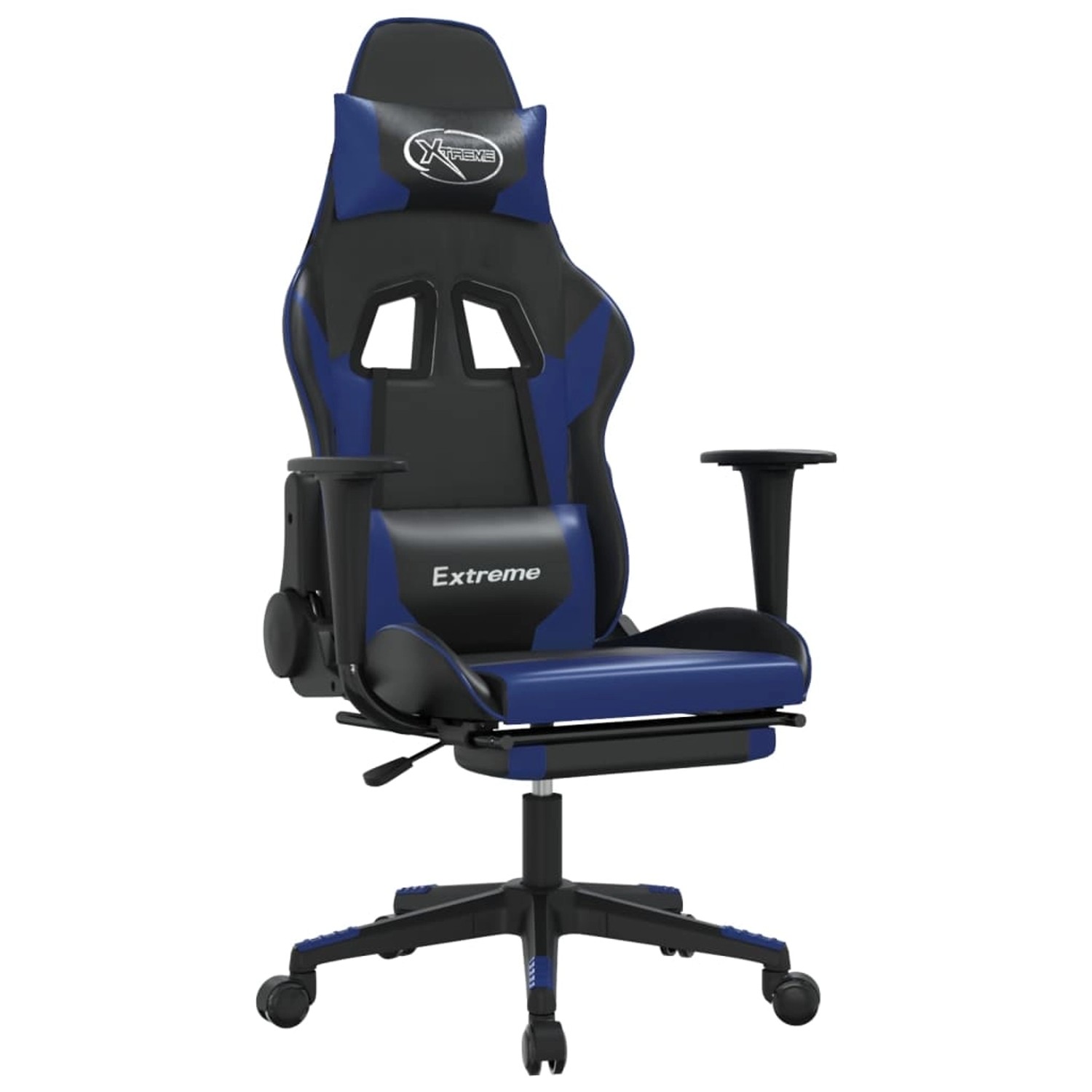 vidaXL Gaming-Stuhl mit Massage & Fußstütze Schwarz & Blau Kunstleder Modell 1 von VIDAXL