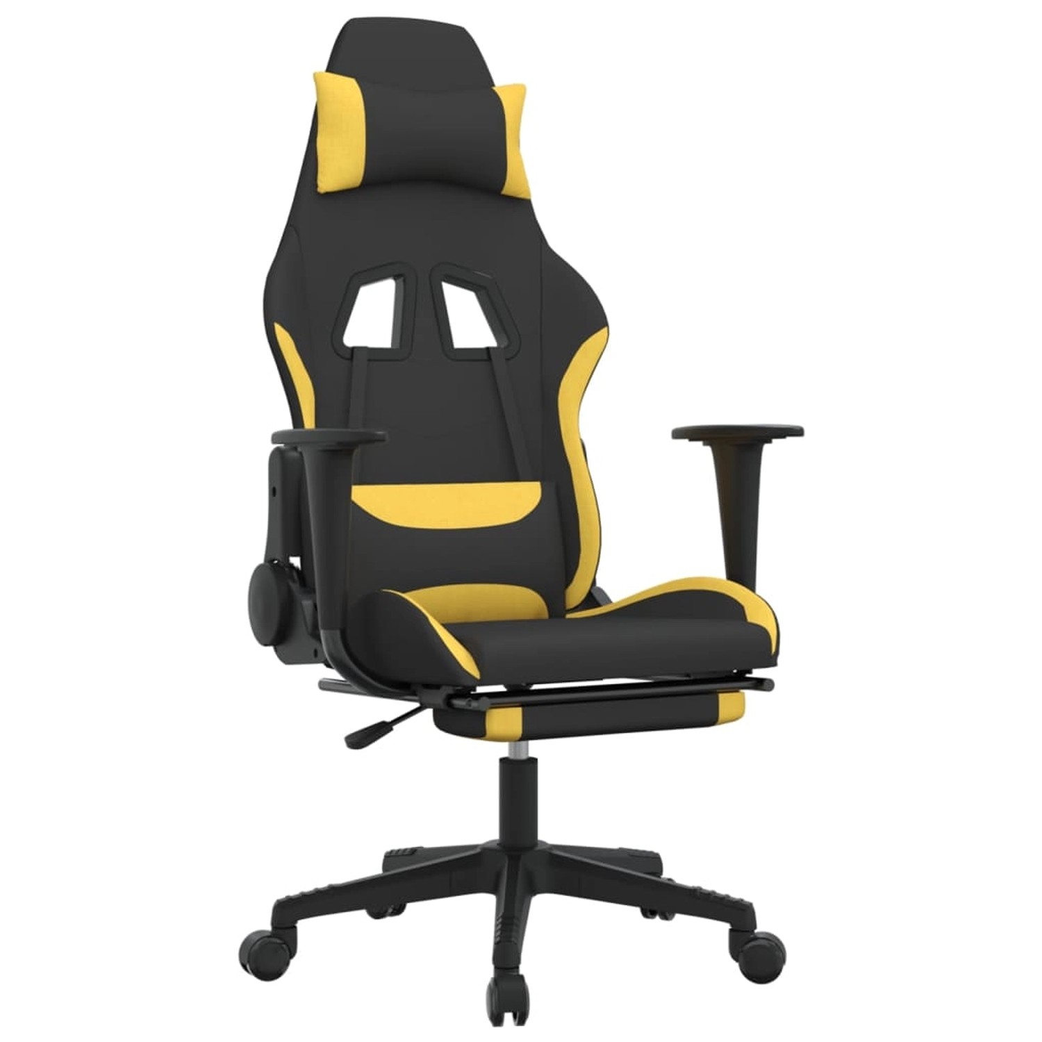 vidaXL Gaming-Stuhl mit Massage & Fußstütze Schwarz und Gelb Stoff von VIDAXL