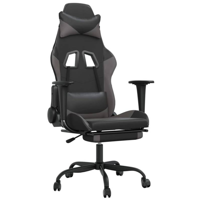 vidaXL Gaming-Stuhl mit Massage & Fußstütze Schwarz & Grau Kunstleder Modell 2 vidaXL Gaming-Stuhl mit Massage & Fußstütze Schwarz & Grau Kunstleder Modell 2 von VIDAXL