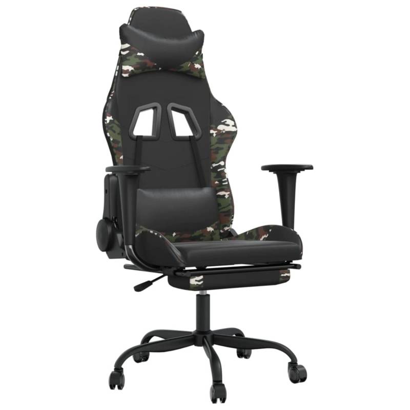 vidaXL Gamingstuhl mit Massage Fußstütze Schwarz Tarnfarben Kunstleder Modell 2 von VIDAXL