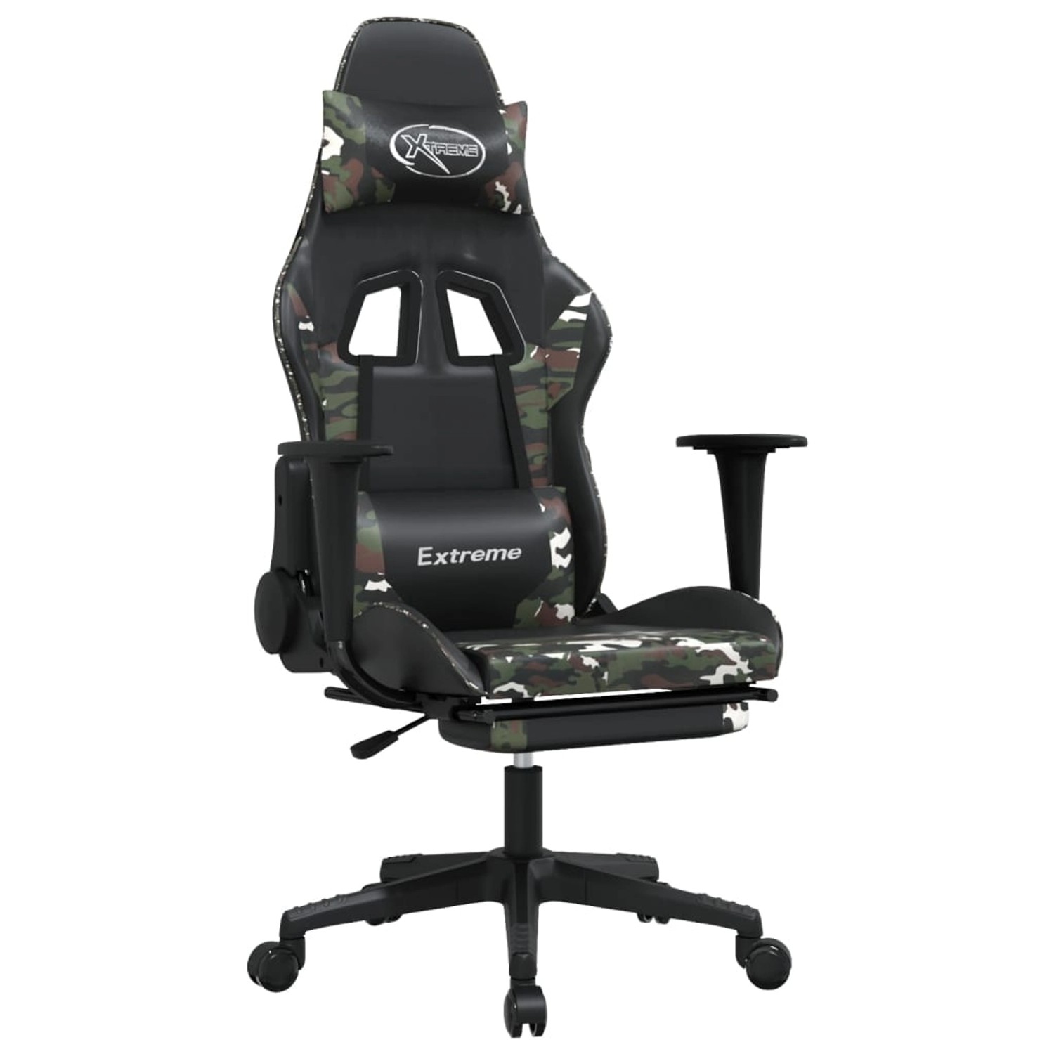 vidaXL Gamingstuhl mit Massage Fußstütze Schwarz Tarnfarben Kunstleder Modell 3 von VIDAXL