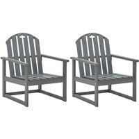 Garten-Armlehnstühle 2 Stk. Grau Massivholz Akazie - Vidaxl von VIDAXL