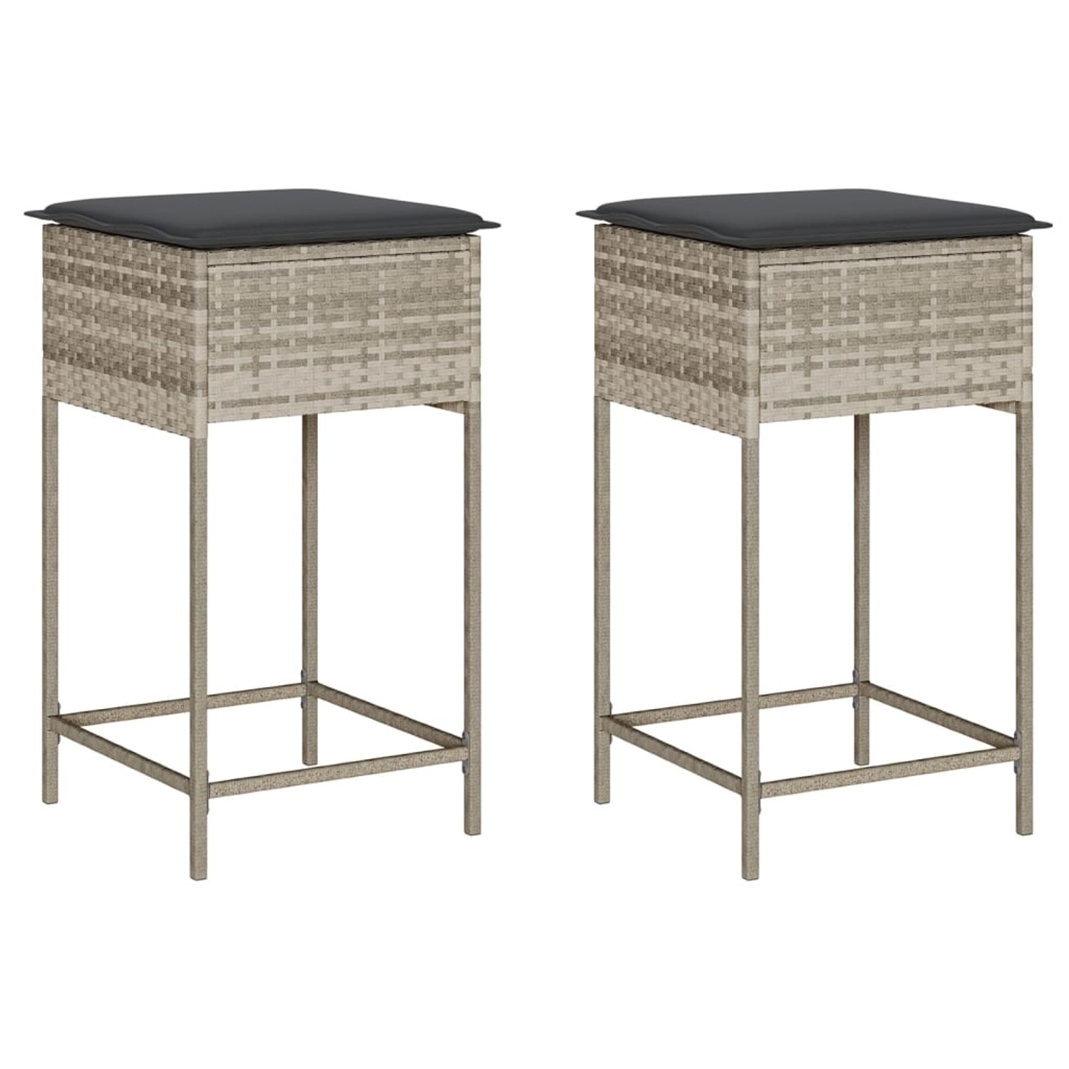 vidaXL Garten-Barhocker mit Kissen 2 Stk. Hellgrau Poly Rattan vidaXL Garten-Barhocker mit Kissen 2 Stk. Hellgrau Poly Rattan von VIDAXL