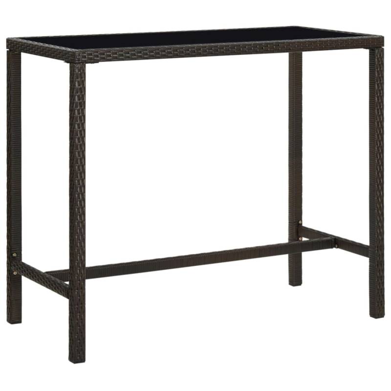 vidaXL Garten-Bartisch Braun 130x60x110 cm Poly Rattan und Glas 313460 von VIDAXL
