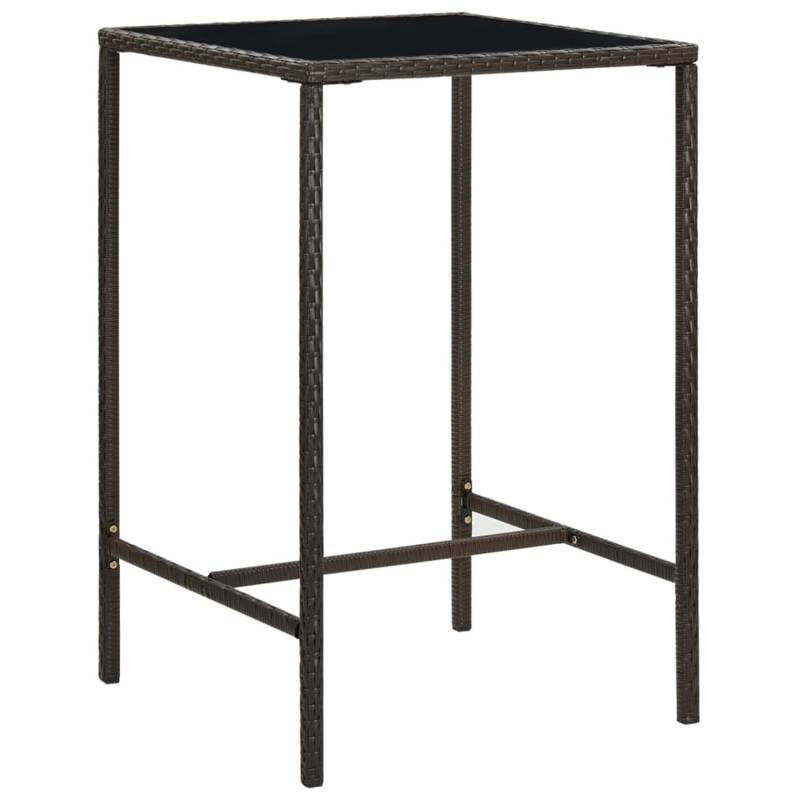 vidaXL Garten-Bartisch Braun 70x70x110 cm Poly Rattan und Glas 313457 von VIDAXL
