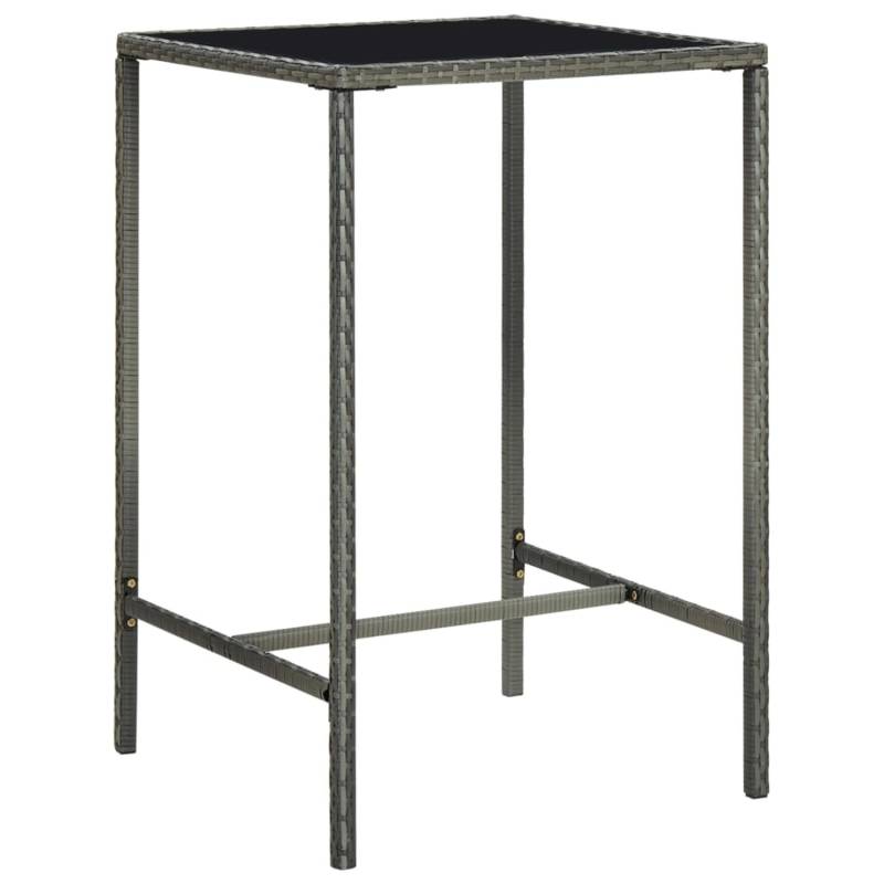 vidaXL Garten-Bartisch Grau 70x70x110 cm Poly Rattan und Glas 313459 von VIDAXL