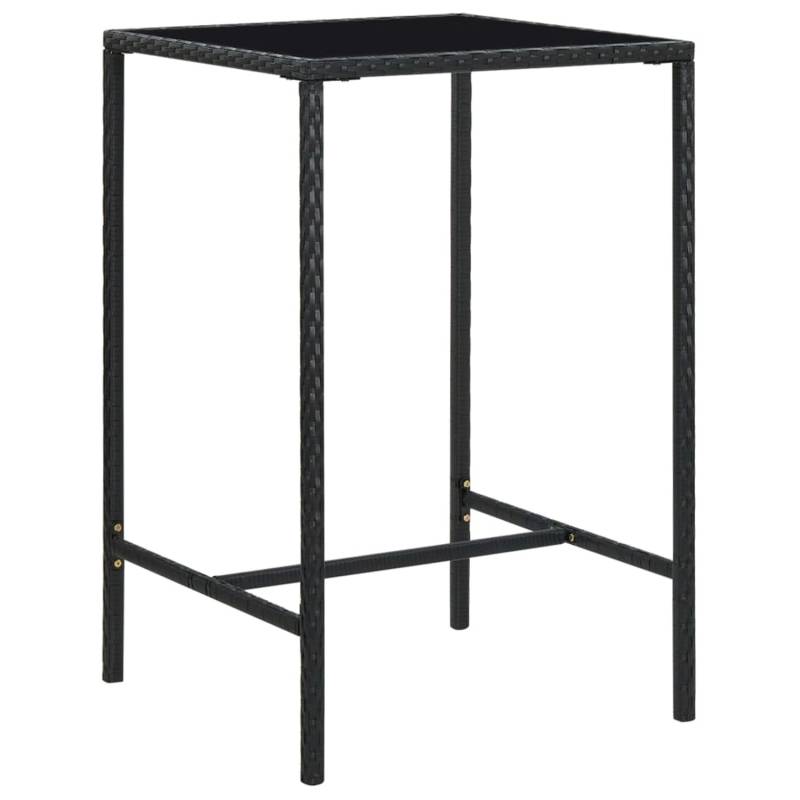vidaXL Garten-Bartisch Schwarz 70x70x110 cm Poly Rattan und Glas 313458 von VIDAXL