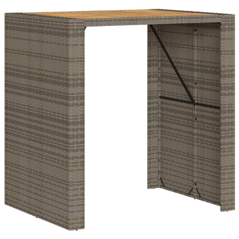 vidaXL Garten-Bartisch mit Holzplatte Grau 105x80x110 cm Polyrattan 368697 von VIDAXL