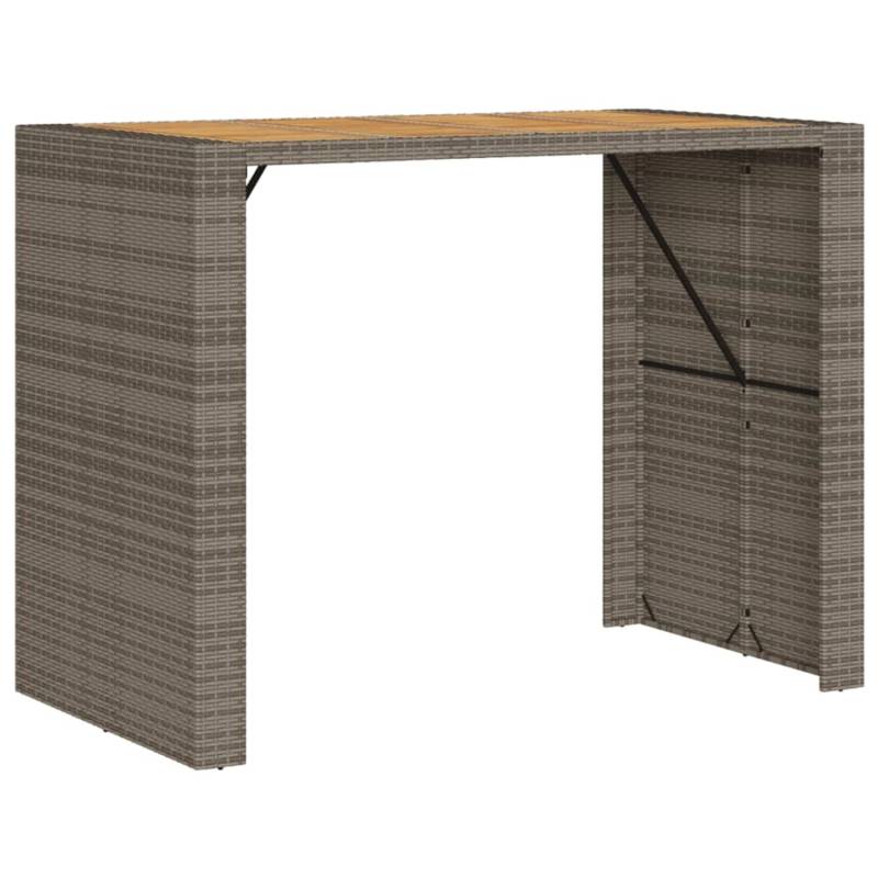 vidaXL Garten-Bartisch mit Holzplatte Grau 145x80x110 cm Polyrattan 368699 von VIDAXL
