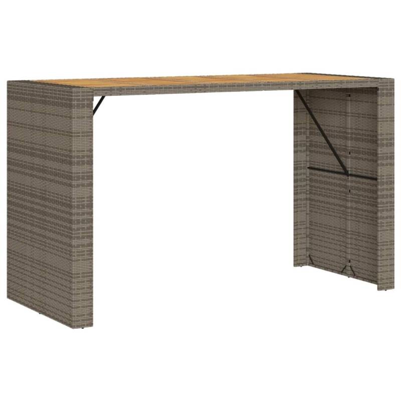 vidaXL Garten-Bartisch mit Holzplatte Grau 185x80x110 cm Polyrattan 368701 von VIDAXL