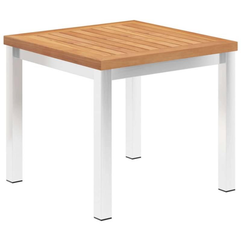 vidaXL Garten-Beistelltisch 45 x 45 x 38 cm Teak Massivholz Edelstahl 46512 von VIDAXL