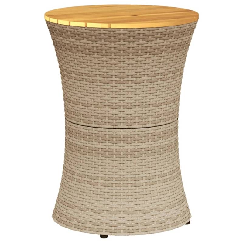 vidaXL Garten-Beistelltisch Trommelform Beige Poly Rattan Massivholz 368298 von VIDAXL