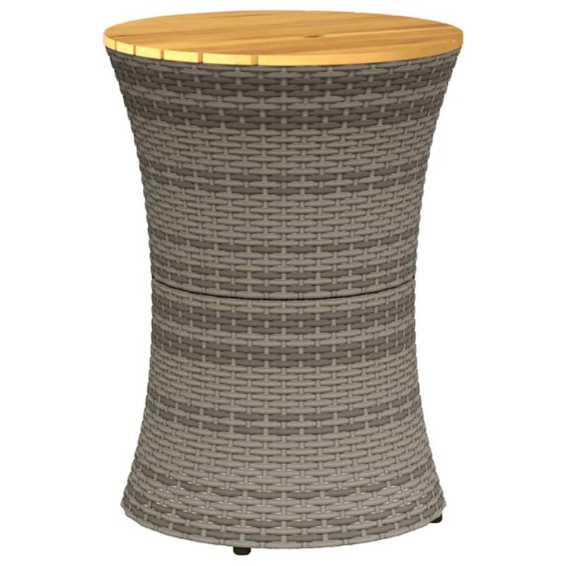 vidaXL Garten-Beistelltisch Trommelform Grau Poly Rattan & Massivholz 368297 von VIDAXL