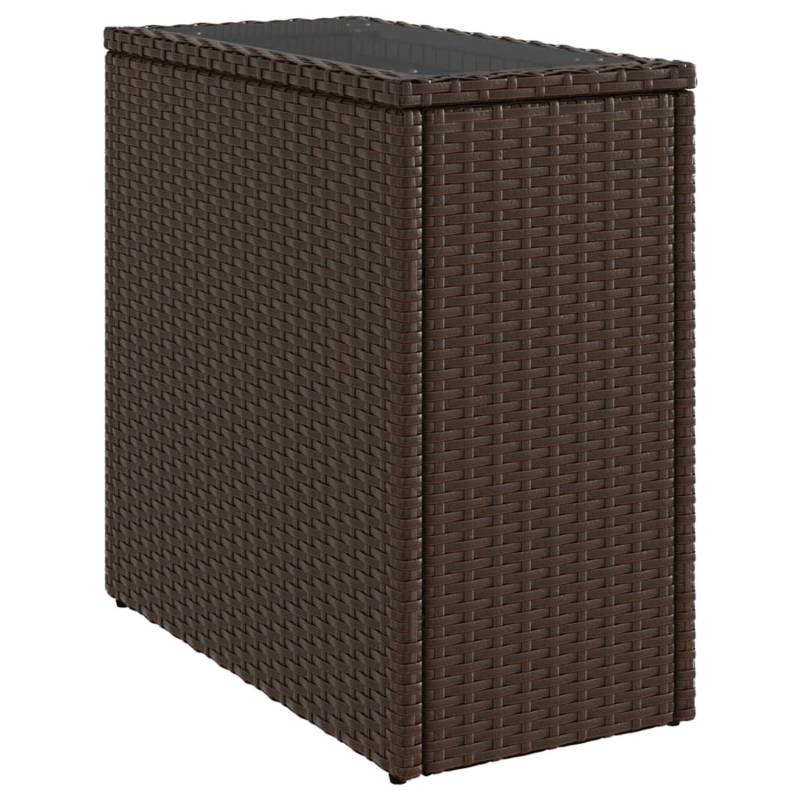 vidaXL Garten-Beistelltisch mit Glasplatte Braun 58x27,5x55 cm Rattan 366214 von VIDAXL