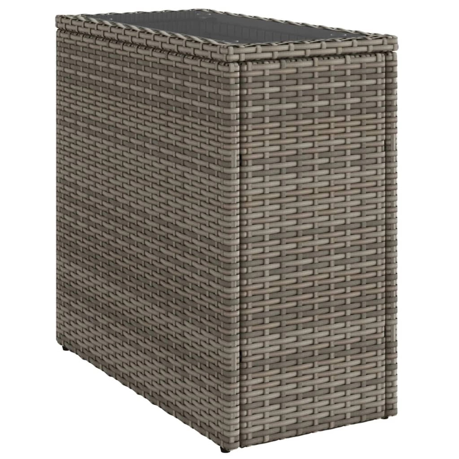 vidaXL Garten-Beistelltisch mit Glasplatte Grau 58x27,5x55 cm Rattan 366133 vidaXL Garten-Beistelltisch mit Glasplatte Grau 58x27,5x55 cm Rattan 366133 von VIDAXL