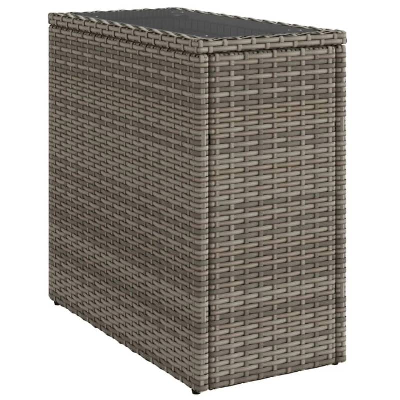vidaXL Garten-Beistelltisch mit Glasplatte Grau 58x27,5x55 cm Rattan 366133 von VIDAXL