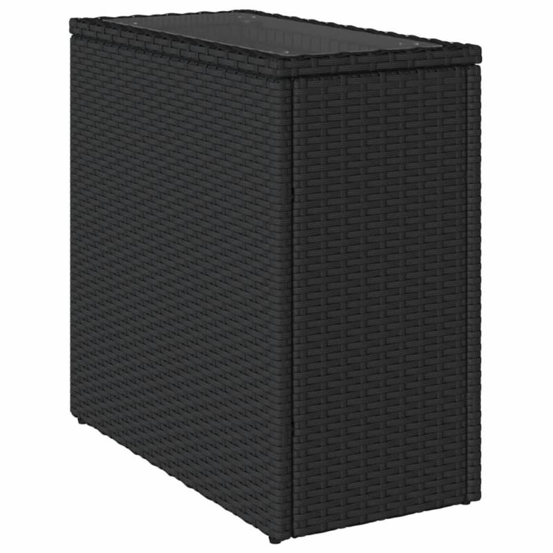 vidaXL Garten-Beistelltisch mit Glasplatte Schwarz 58x27,5x55cm Rattan 365982 von VIDAXL