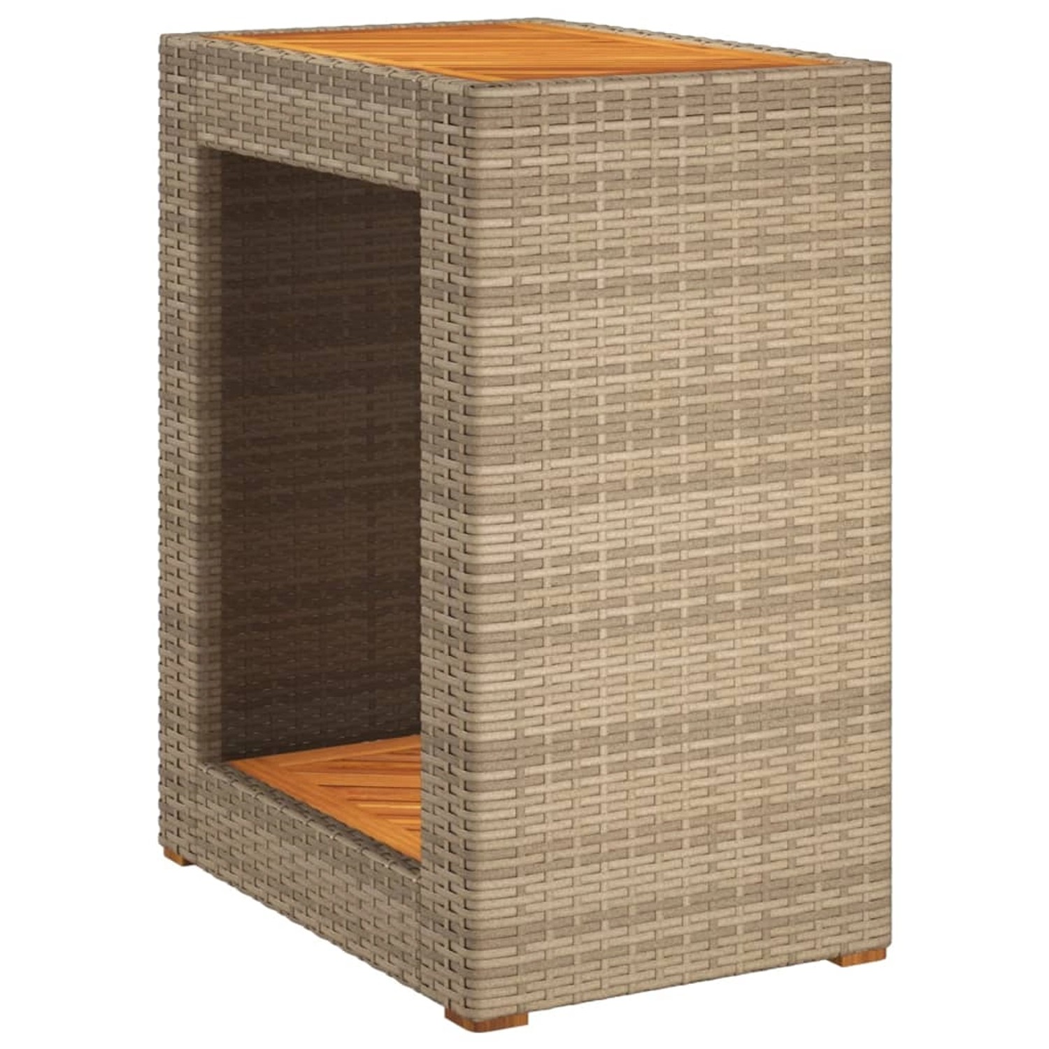 vidaXL Garten-Beistelltisch mit Holzplatte Beige Poly Rattan 366305 vidaXL Garten-Beistelltisch mit Holzplatte Beige Poly Rattan 366305 von VIDAXL