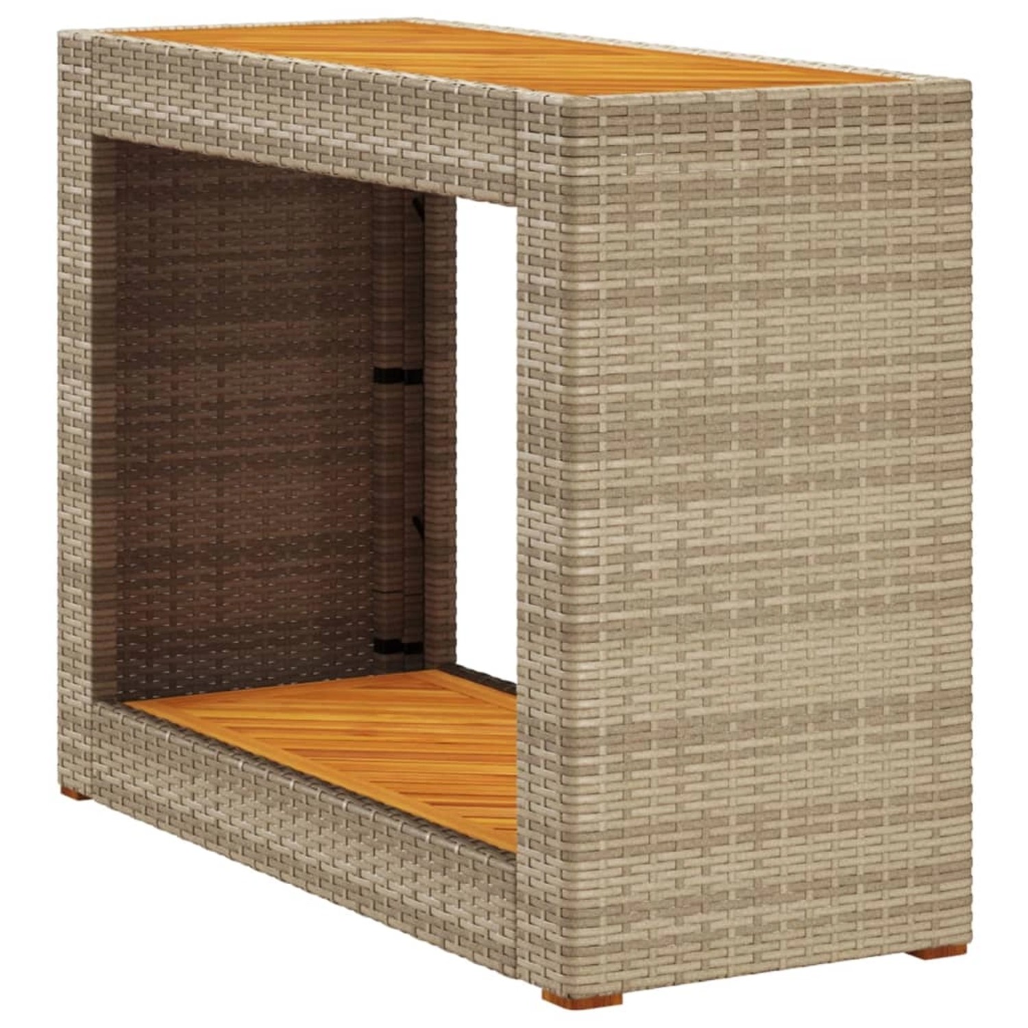 vidaXL Garten-Beistelltisch mit Holzplatte Beige Poly Rattan 366308 vidaXL Garten-Beistelltisch mit Holzplatte Beige Poly Rattan 366308 von VIDAXL