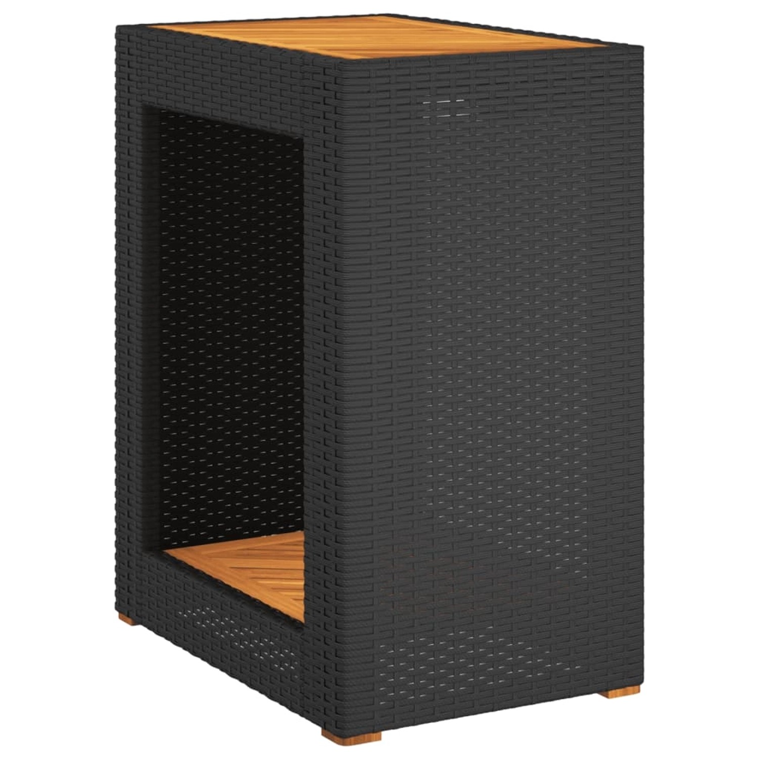 vidaXL Garten-Beistelltisch mit Holzplatte Schwarz Poly Rattan 366303 vidaXL Garten-Beistelltisch mit Holzplatte Schwarz Poly Rattan 366303 von VIDAXL