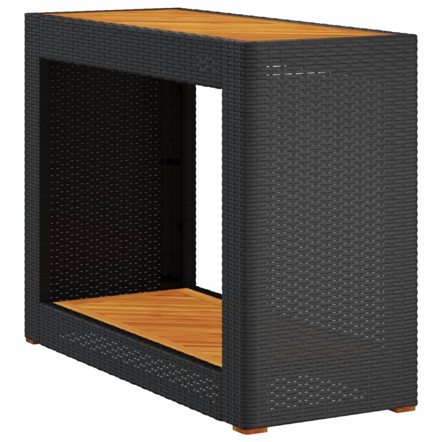 vidaXL Garten-Beistelltisch mit Holzplatte Schwarz Poly Rattan 366306 vidaXL Garten-Beistelltisch mit Holzplatte Schwarz Poly Rattan 366306 von VIDAXL