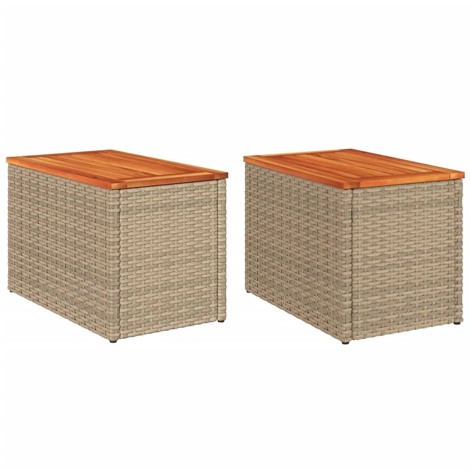 vidaXL Garten-Beistelltische 2 Stk Beige 55x34x37 cm Poly Rattan Holz 366069 vidaXL Garten-Beistelltische 2 Stk Beige 55x34x37 cm Poly Rattan Holz 366069 von VIDAXL