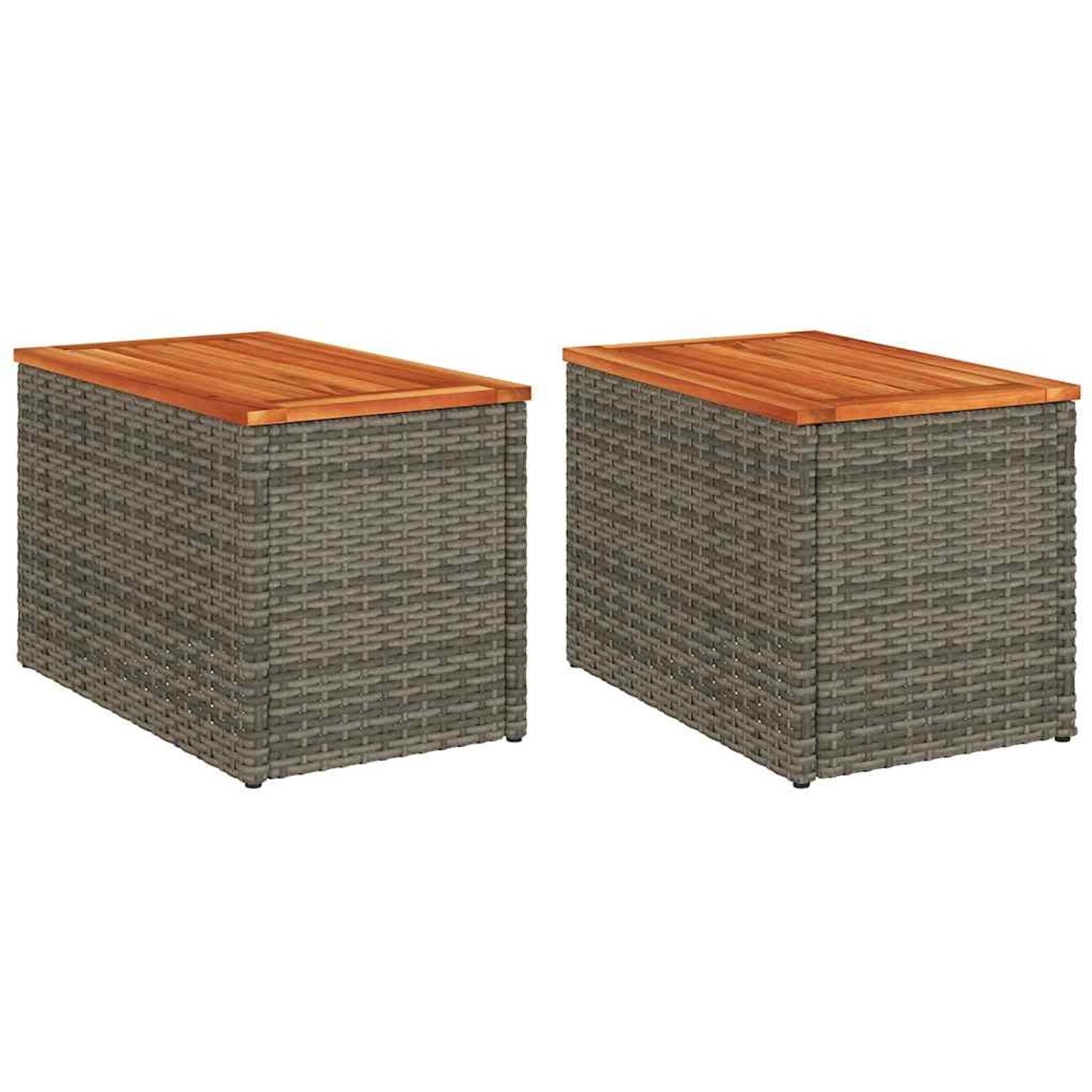 vidaXL Garten-Beistelltische 2 Stk Grau 55x34x37cm Poly Rattan Holz 366131 vidaXL Garten-Beistelltische 2 Stk Grau 55x34x37cm Poly Rattan Holz 366131 von VIDAXL