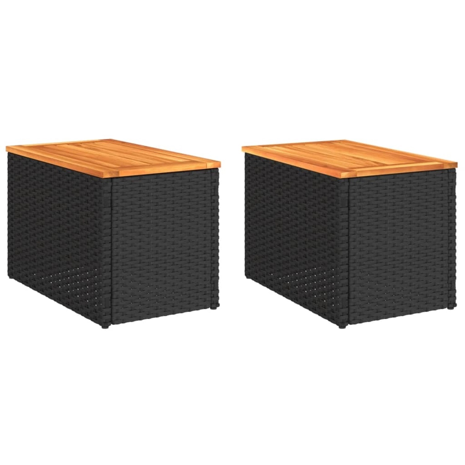 vidaXL Garten-Beistelltische 2 Stk Schwarz 55x34x37cm Poly Rattan Holz 365980 vidaXL Garten-Beistelltische 2 Stk Schwarz 55x34x37cm Poly Rattan Holz 365980 von VIDAXL