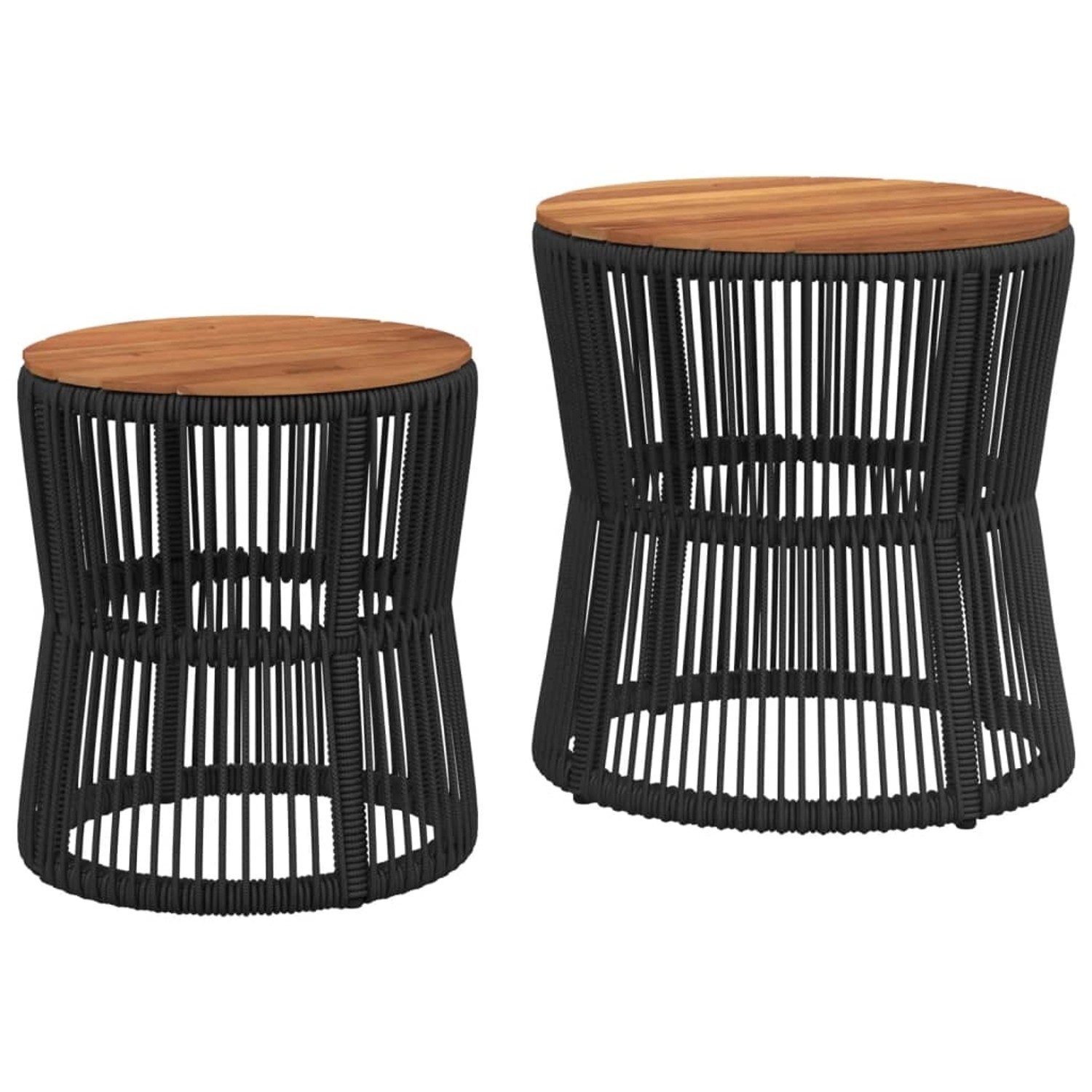 vidaXL Garten-Beistelltische 2 Stk mit Holzplatte Schwarz Poly Rattan 366291 vidaXL Garten-Beistelltische 2 Stk mit Holzplatte Schwarz Poly Rattan 366291 von VIDAXL