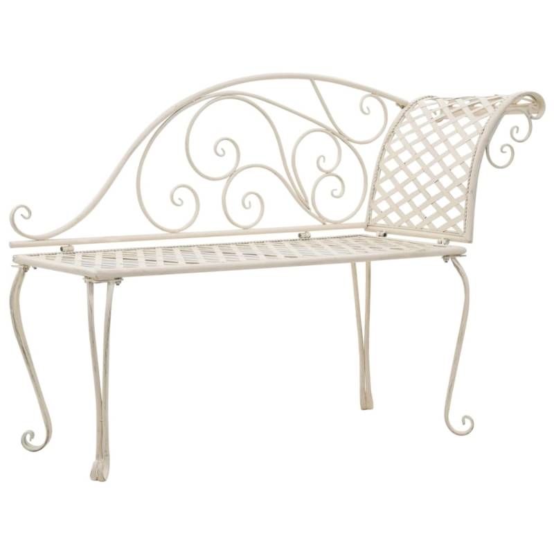 vidaXL Garten-Chaiselongue 128 cm Metall Antik Weiß 45431 von VIDAXL