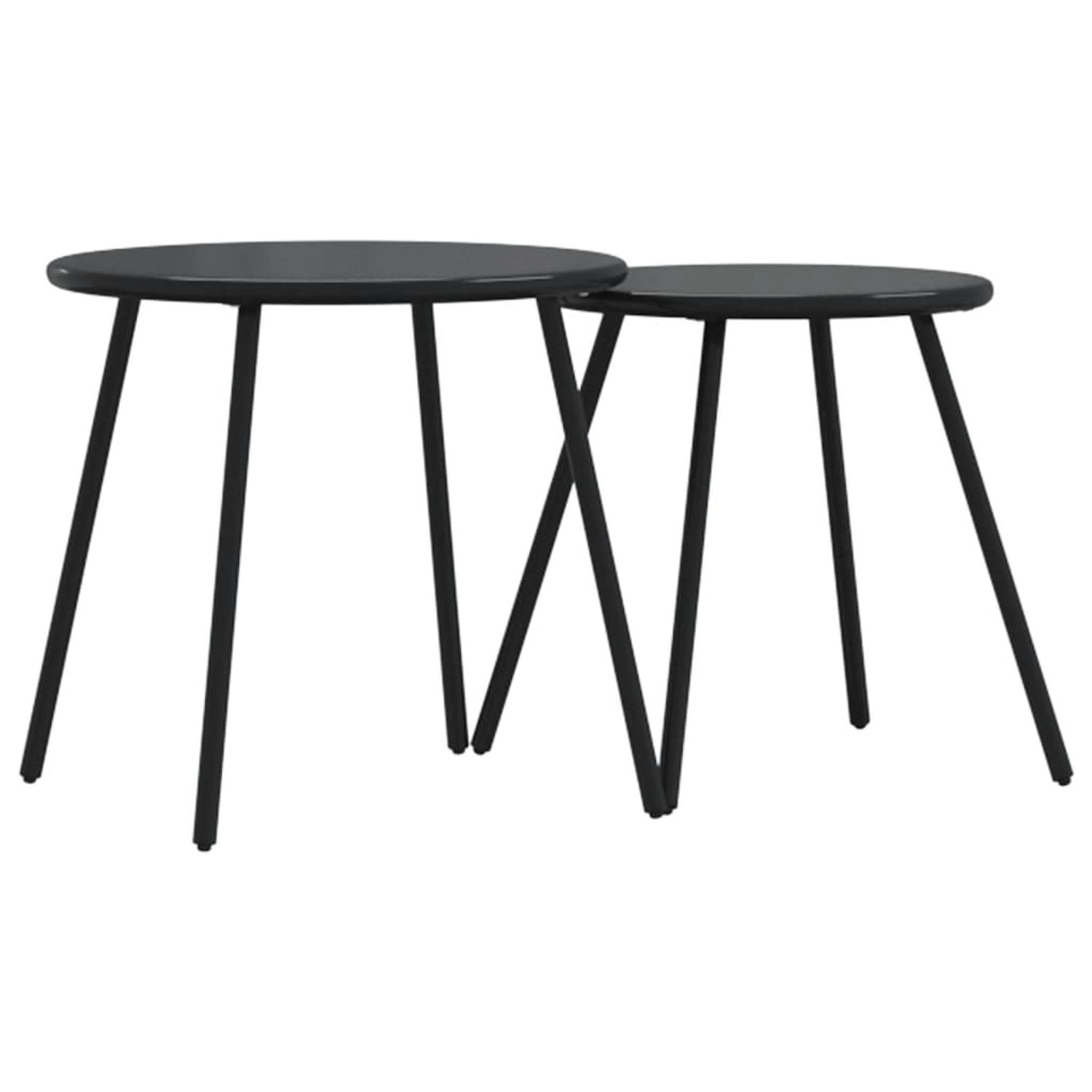 vidaXL Garten-Couchtisch 2 Stk Rund Schwarz Pulverbeschichteter Stahl 4008112 von VIDAXL