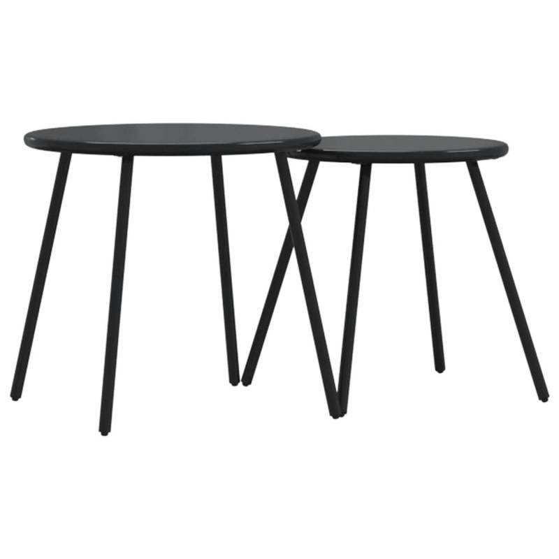 vidaXL Garten-Couchtisch 2 Stk Rund Schwarz Pulverbeschichteter Stahl 4008112 von VIDAXL