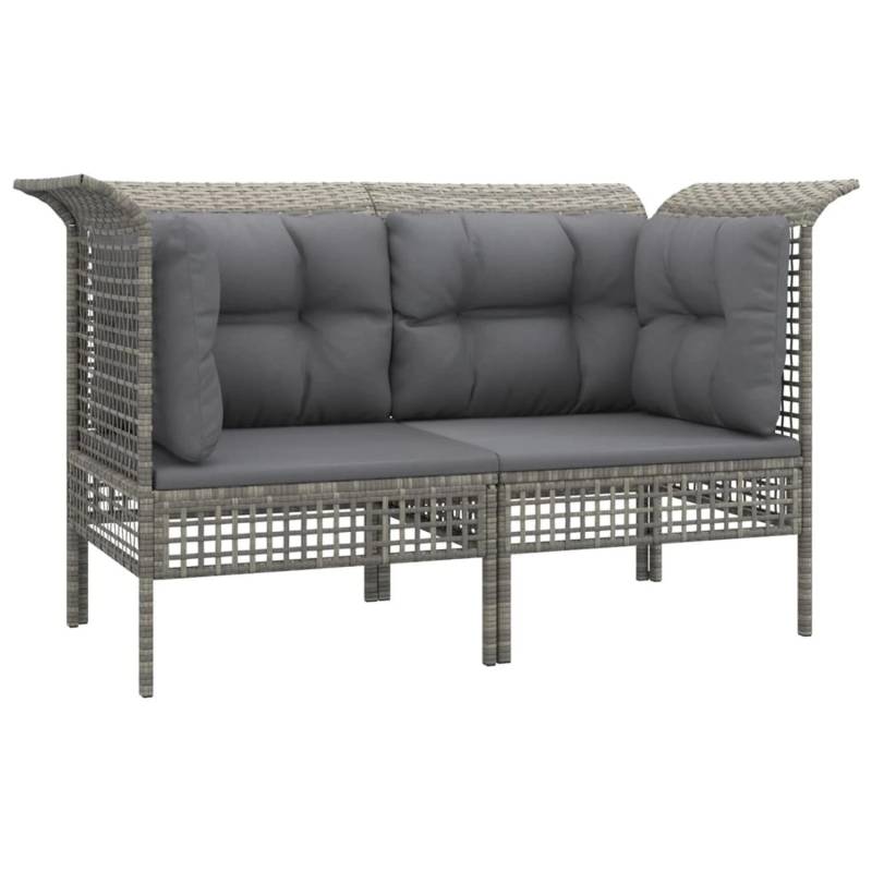vidaXL Garten-Ecksofas mit Kissen 2 Stk. Grau Poly Rattan von VIDAXL