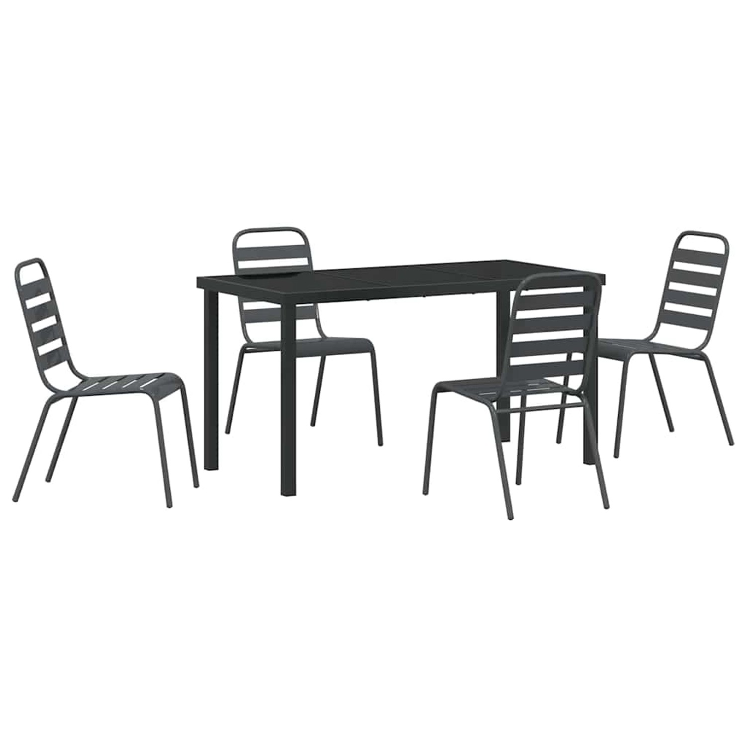 vidaXL Garten Essgruppe 5-Tlg Dunkelgrau Stahl 3379298 von VIDAXL