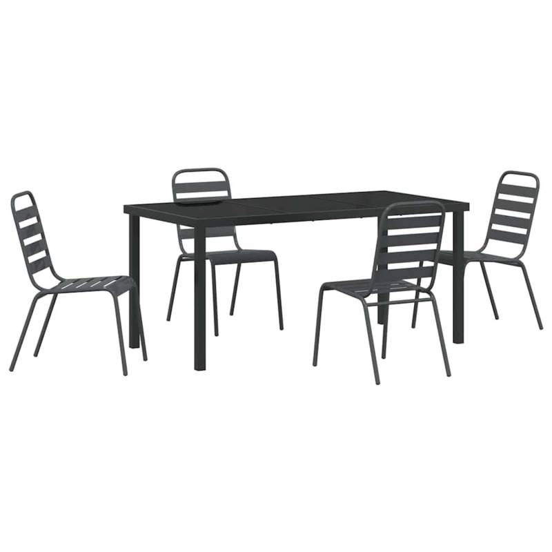 vidaXL Garten Essgruppe 5-Tlg Dunkelgrau Stahl 3379299 von VIDAXL