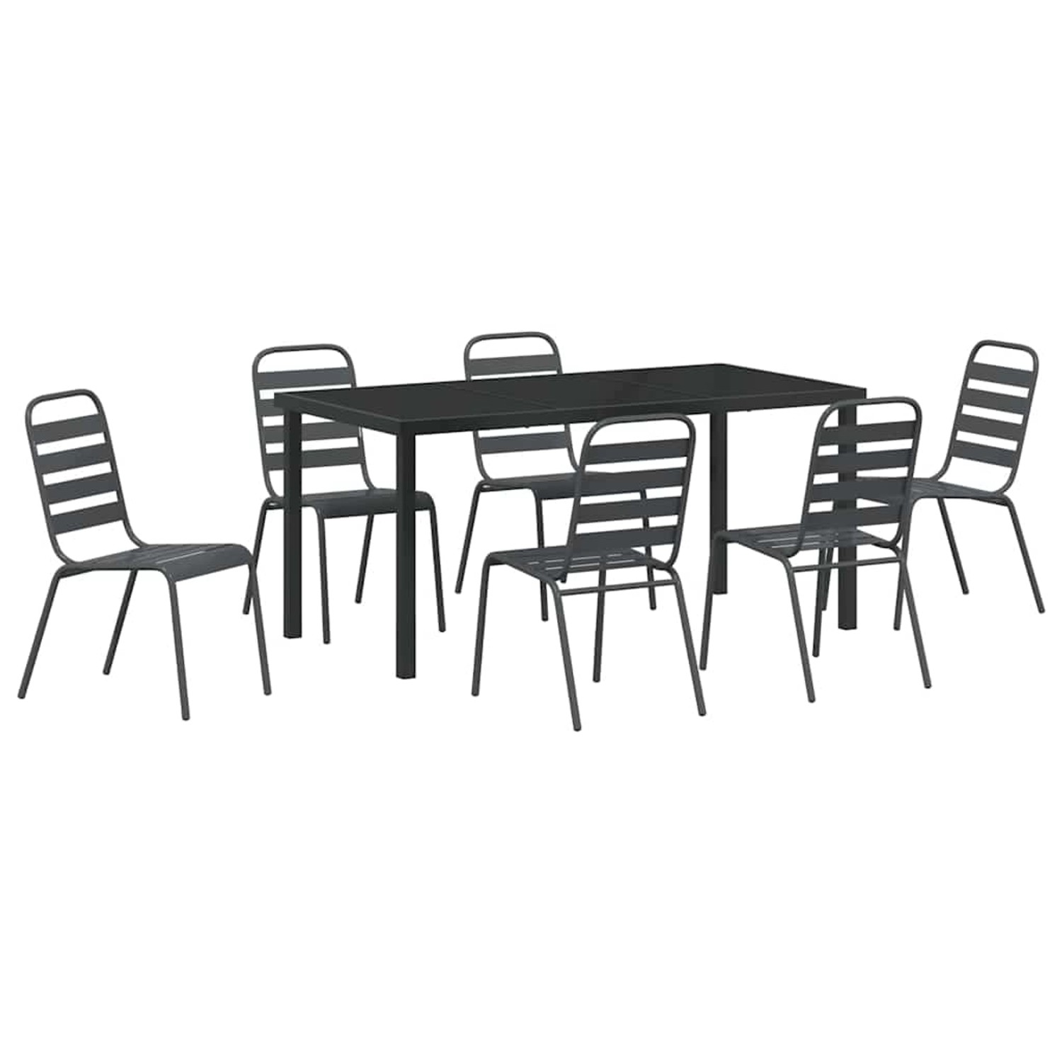 vidaXL Garten Essgruppe 7-Tlg Dunkelgrau Stahl 3379300 von VIDAXL