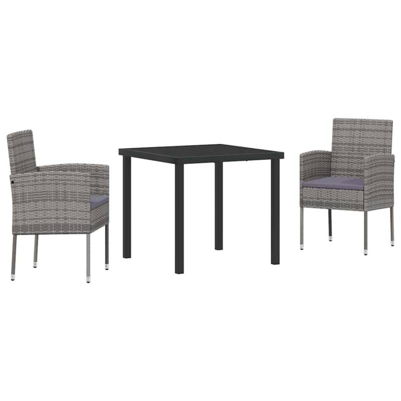 vidaXL Garten Essgruppe mit Kissen 3-Tlg Grau Poly Rattan 3380057 vidaXL Garten Essgruppe mit Kissen 3-Tlg Grau Poly Rattan 3380057 von VIDAXL