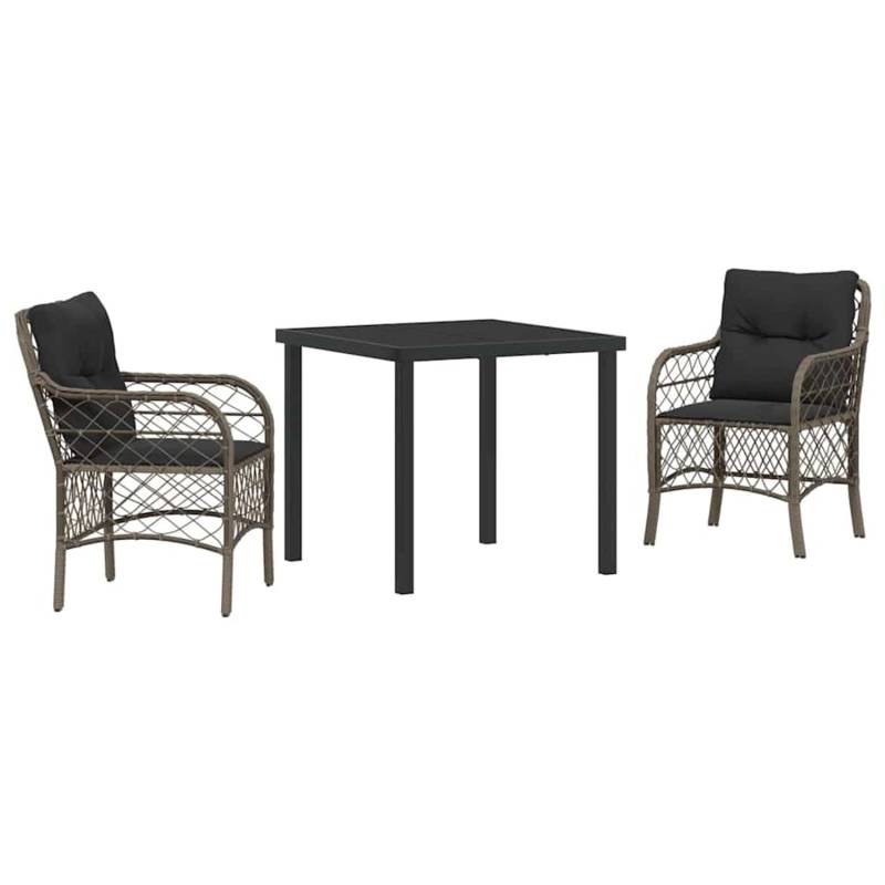 vidaXL Garten Essgruppe mit Kissen 3-Tlg Grau Poly Rattan 3380218 vidaXL Garten Essgruppe mit Kissen 3-Tlg Grau Poly Rattan 3380218 von VIDAXL