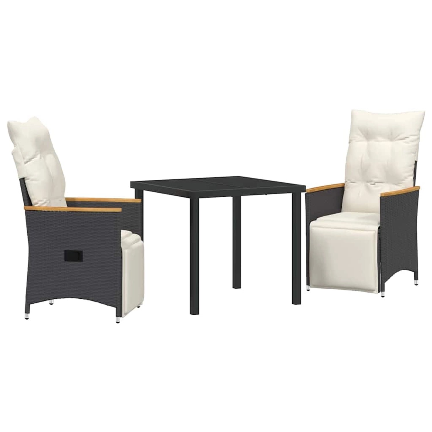 vidaXL Garten Essgruppe mit Kissen 3-Tlg Schwarz Poly Rattan 3379611 vidaXL Garten Essgruppe mit Kissen 3-Tlg Schwarz Poly Rattan 3379611 von VIDAXL