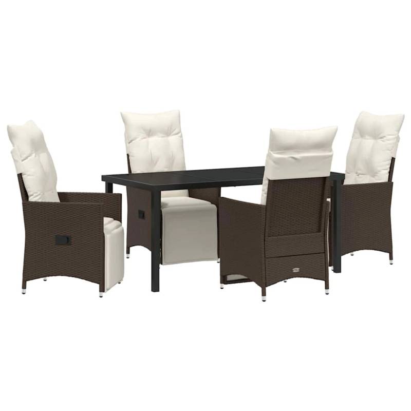vidaXL Garten Essgruppe mit Kissen 5-Tlg Braun Poly Rattan 3379572 von VIDAXL
