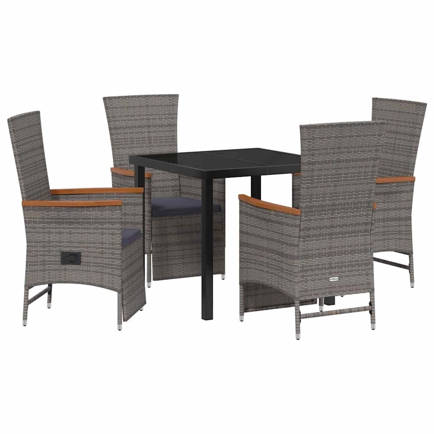 vidaXL Garten Essgruppe mit Kissen 5-Tlg Grau Poly Rattan 3379451 vidaXL Garten Essgruppe mit Kissen 5-Tlg Grau Poly Rattan 3379451 von VIDAXL