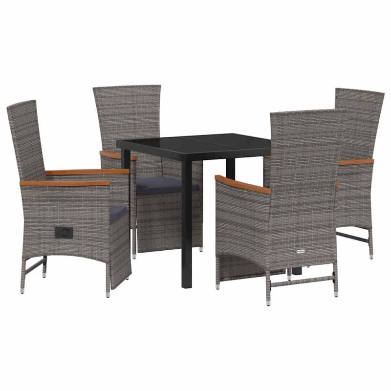 vidaXL Garten Essgruppe mit Kissen 5-Tlg Grau Poly Rattan 3379451 vidaXL Garten Essgruppe mit Kissen 5-Tlg Grau Poly Rattan 3379451 von VIDAXL