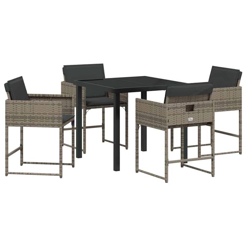 vidaXL Garten Essgruppe mit Kissen 5-Tlg Grau Poly Rattan 3380012 von VIDAXL
