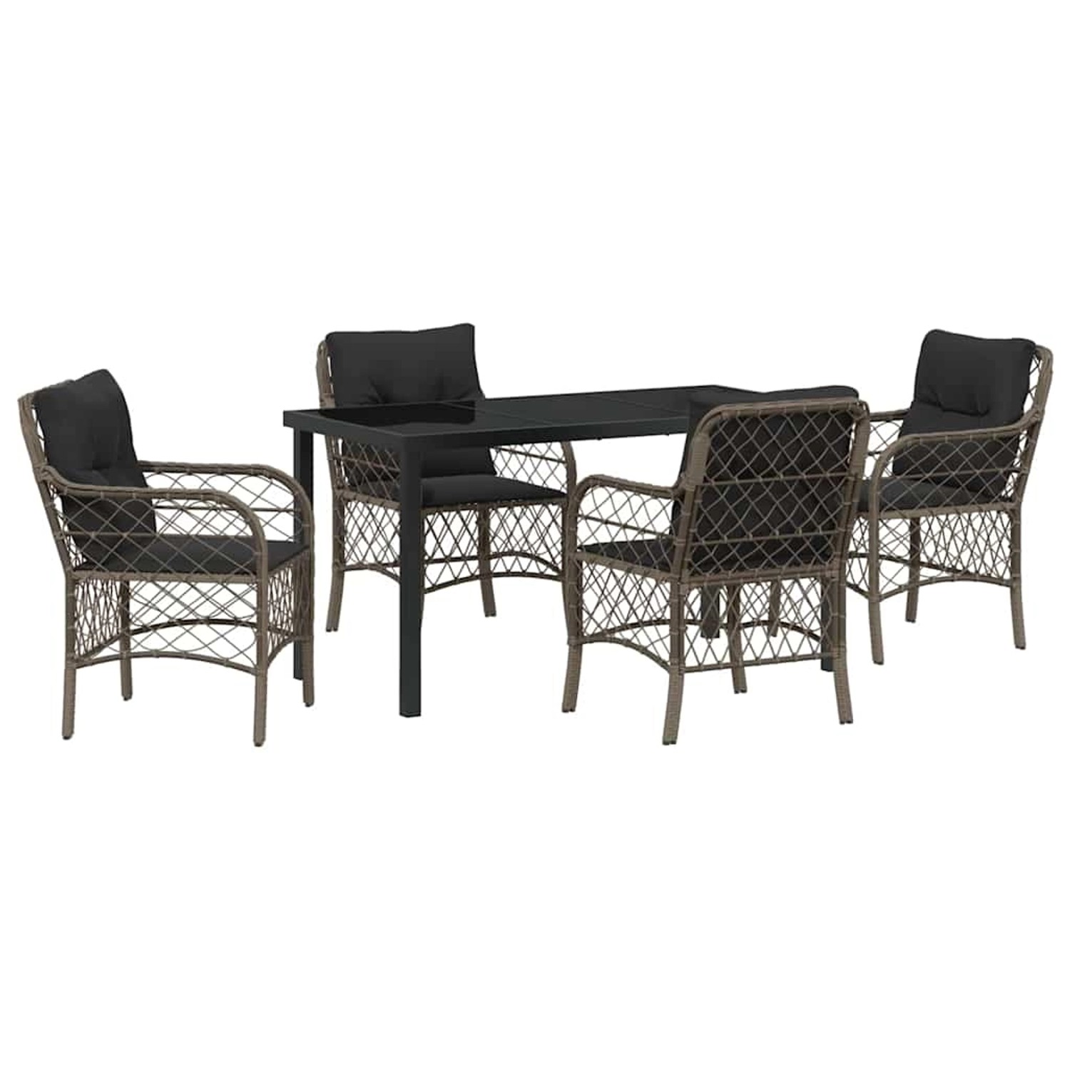 vidaXL Garten Essgruppe mit Kissen 5-Tlg Grau Poly Rattan 3380220 vidaXL Garten Essgruppe mit Kissen 5-Tlg Grau Poly Rattan 3380220 von VIDAXL